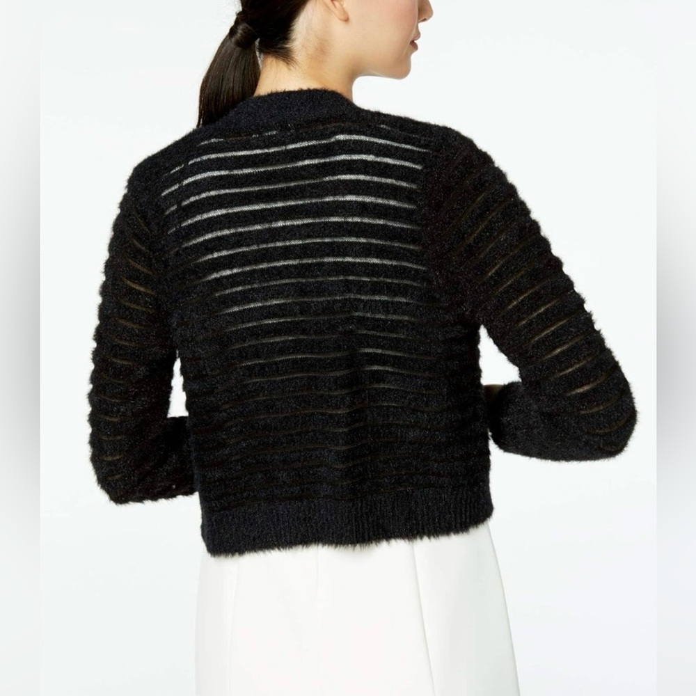Calvin Klein Black Sheer Stripe Cardigan L
